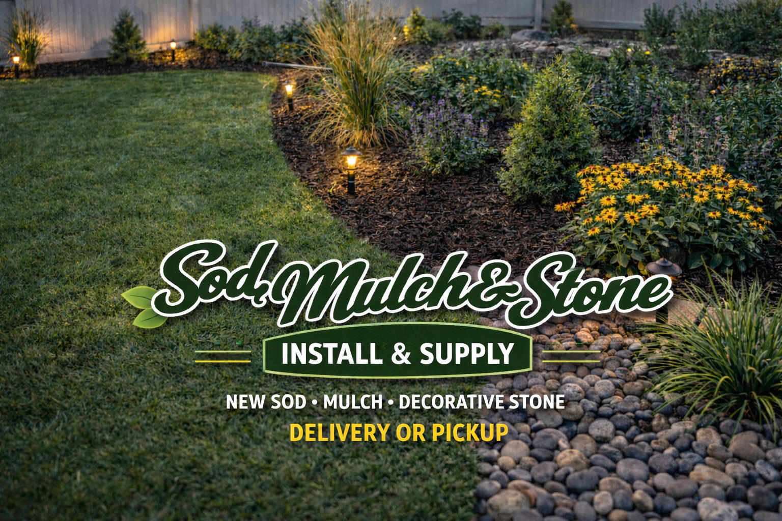 Sod, Mulch and decorative/ornamental stone wholesale supply